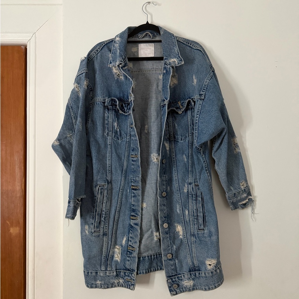Zara Light Blue Distressed Jean Jacket